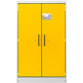 Cemo veiligheidskast type 90 PROline 12/20, zelfsluitende deuren, B 1200 x D 600 x H 1950 mm, 66 liter, grijs/verkeersgeel