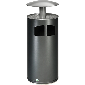Cendrier poubelle argent antique/toit argenté