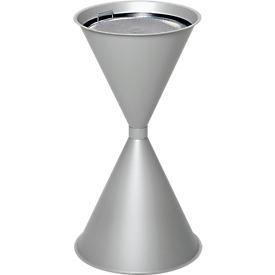 Cendrier sur pied, acier, Ø 400 x H 700 mm, 15 litres, coloris argenté