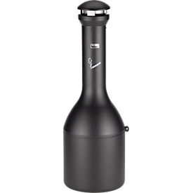 Cendrier sur pied INFINITY™, zone d'élimination des déchets à 360 degrés, avec plaque d'éjection, 330 x 990 mm, inox, noir