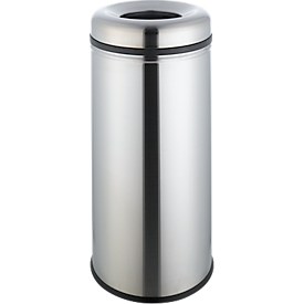 Cendrier sur pied, pour usage intérieur, avec couvercle anti-feu, rond, Ø 310 x H 640 mm, acier inoxydable
