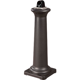 Cendrier sur pied Rubbermaid GroundsKeeper Tuscan, avec surface de pressage en acier inoxydable et seau intérieur, Ø 330 x H 974 mm, 4,4 l, plastique, noir