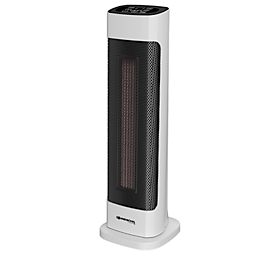 Ceramic fan heater MERSIN, 2000 W, 3 heat settings, horizontal oscillation, LCD touch function, 12-hour timer, remote control, black and white
