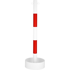 Chain post with steel tube, for indoor use, with white/red PVC foil