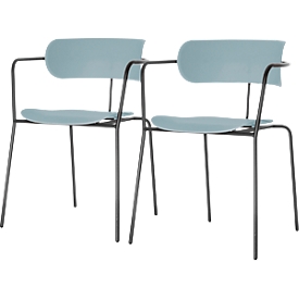 Chaise BISTRO, empilable jusqu'à 4 pièces, L 535 x P 545 x H 760 mm, tube acier &amp; polypropylène, bleu, 2 pièces