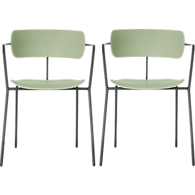 Chaise BISTRO, empilable jusqu'à 4 pièces, L 535 x P 545 x H 760 mm, tube acier &amp; polypropylène, vert, 2 pièces