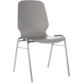 Chaise coque 710, empilable, coque d'assise arrondie, gris