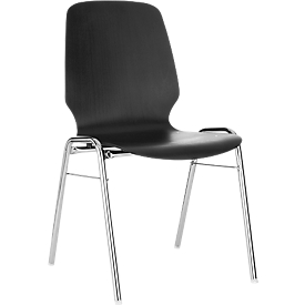 Chaise coque 710, empilable, coque d'assise arrondie, noir