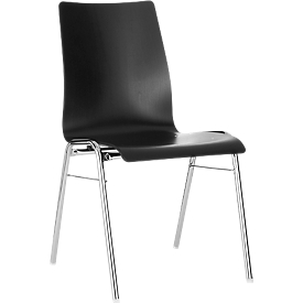 Chaise coque 720, empilable, coque d'assise rectangulaire, noir