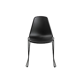 Chaise coque Topstar T2020, base traîneau, coque d'assise ergonomique, empilable jusqu'à 4 pièces, hauteur d'assise 450 mm, jeu de 2, sans accoudoirs, noir/noir