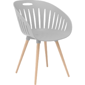 Chaise d'extérieur T2023 - coque ergonomique en plastique - pieds amovibles - gris clair - set de 2 pièces