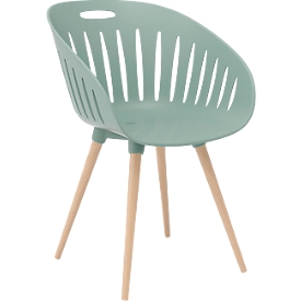 Chaise d'extérieur Topstar T2023, 2 pièces, coque ergonomique en plastique, pieds réglables en hauteur, olive