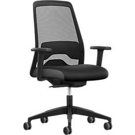 Chaise de bureau Interstuhl EVERYis EV25R, avec accoudoirs, mécanisme auto-synchrone, assise plate, dossier en maille, noir
