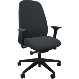 Chaise de bureau Interstuhl HEJis3, mécanisme synchrone, accoudoirs, soutien lombaire FlexGrid, dossier rembourré, assise plate, gris trafic/noir