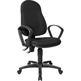 Chaise de bureau Point 600, avec accoudoirs, mécanisme de contact permanent, assise profilée, noir 