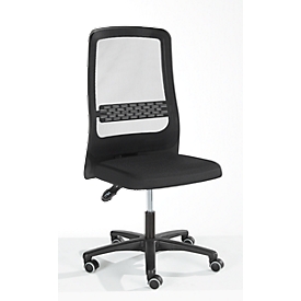 Chaise de bureau Prosedia ECCON plus-3, contact permanent, sans accoudoirs, dossier en maille, avec soutien lombaire, assise plate, noir/blanc