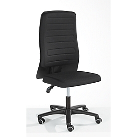 Chaise de bureau Prosedia ECCON plus-3, contact permanent, sans accoudoirs, dossier rembourré, avec support lombaire, assise plate, noir