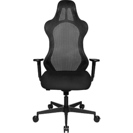 Chaise de bureau Sitness RS Sport Uni, avec accoudoirs, mécanisme synchrone 3D, siège en forme d'auge, appui-tête, noir/noir