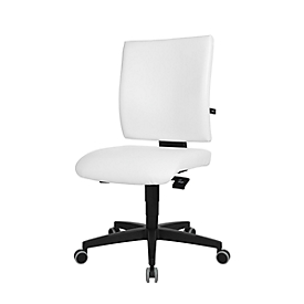 Chaise de bureau Topstar LIGHTSTAR 10, sans accoudoirs, mécanisme synchrone, assise plate, cuir synthétique résistant aux désinfectants, blanc/noir