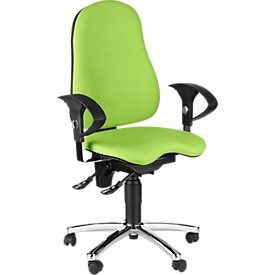 Chaise de bureau Topstar SENSUM, contact permanent, avec accoudoirs, soutien lombaire, assise orthopédique 3D, vert pomme