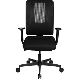 Chaise de bureau Topstar SITNESS OPEN X, avec accoudoirs, mécanisme synchrone 3D, assise en gouttière, dossier en filet, noir/noir