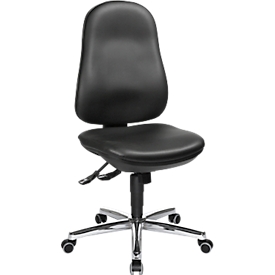 Chaise de bureau Topstar SUPPORT SY, sans accoudoirs, mécanisme synchrone, siège à disque intervertébral, cuir synthétique résistant aux désinfectants, noir/argent chromé