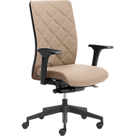 Chaise de bureau WIKI, avec accoudoirs, dossier en tissu, structure en plastique, beige