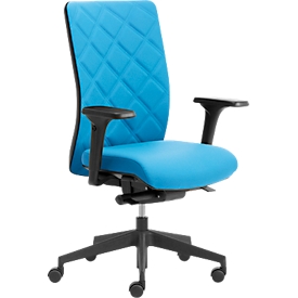 Chaise de bureau WIKI, avec accoudoirs, dossier en tissu, structure en plastique, bleu clair