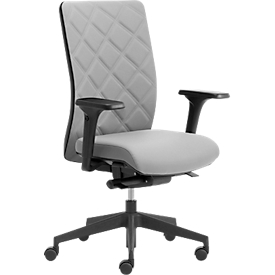 Chaise de bureau WIKI, avec accoudoirs, dossier en tissu, structure en plastique, gris clair