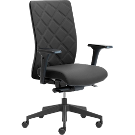 Chaise de bureau WIKI, avec accoudoirs, dossier en tissu, structure en plastique, noir
