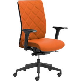 Chaise de bureau WIKI, avec accoudoirs, dossier en tissu, structure en plastique, orange