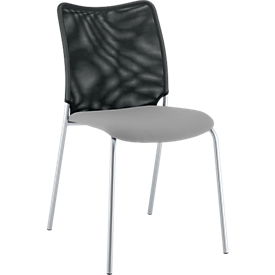 Chaise de réunion Sun, sans accoudoirs, piètement alu argenté, gris