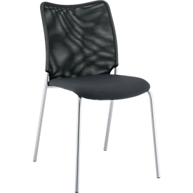 Chaise de réunion Sun, sans accoudoirs, piètement alu argenté, noir