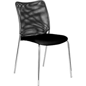 Chaise de réunion Sun, sans accoudoirs, piètement chromé, noir