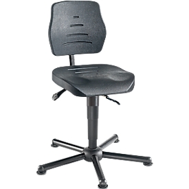 Chaise de travail pivotante XXL meychair Workster Pro W15-01084, pivotante &amp; réglable en hauteur, jusqu'à 250 kg, L 470 x P 470 x H 900 - 1030 mm, acier &amp; PU, résistante aux désinfectants, noire