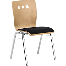 Chaise empilable 7450, siège moulé, soutien lombaire, perçages design, sans accoudoirs, Tissu de revêtement Point/Trevira CS, noir