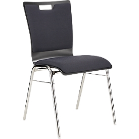 Chaise empilable avec coussin sur l’assise et le dossier - bois et acier - résistante aux désinfectants - L 430 x P 410 x H 450 mm - noir – notre marque Schäfer Shop Select