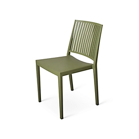 Chaise empilable Baltimore, empilable jusqu'à 4 pièces, résistante aux UV et à l'eau, hauteur d'assise 460 mm, L 560 x l 460 x H 820 mm, polypropylène, vert olive, 4 pièces