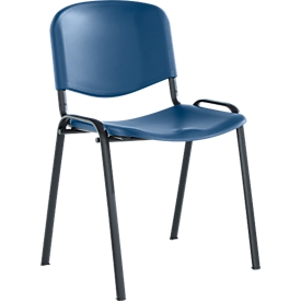 Chaise empilable ELYEKO, armature noire, bleu