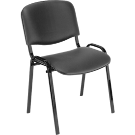 Chaise empilable ISO Basic, piètement noir, similicuir noir