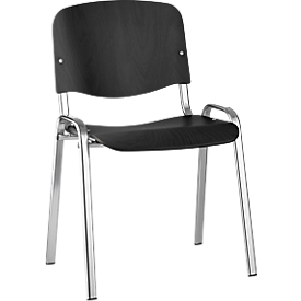 Chaise empilable ISO Bois, empilable jusqu'à 12 pièces, noir