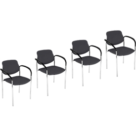 Chaise empilable STYL - revêtement aspect cuir - avec accoudoirs - empilable – gris fango – 4 pièces