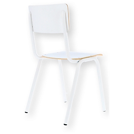 Chaise empilable ZERO, empilable jusqu'à 4 pièces, socle en tube rond, L 380 x P 380 x H 460 mm, blanc/blanc, 2 pièces