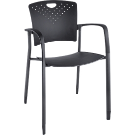 Chaise en plastique empilable, piètement en métal, noir
