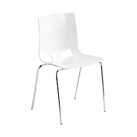 Chaise FONDO - plastique - empilable - piétement chromé - blanc