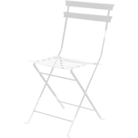 Chaise pliante d'extérieur meet by Paperflow EDEN, sans accoudoirs, traitée contre les UV, L 380 x P 335 x H 440 mm, acier galvanisé, blanc-blanc, 2 pièces