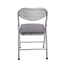 Chaise pliante HAKU, sans accoudoirs, assise et dossier rembourrés, revêtement en tissu textile gris, L 470 x P 530 x H 790 mm, acier gris alu, 4 pièces