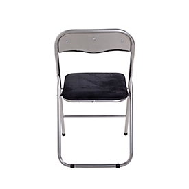 Chaise pliante HAKU, sans accoudoirs, assise et dossier rembourrés, revêtement en tissu velours noir, L 450 x P 450 x H 810 mm, acier noir, 6 pièces