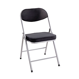 Chaise pliante HAKU, sans accoudoirs, assise et dossier rembourrés, revêtement en tissu velours noir, L 460 x P 530 x H 800 mm, acier gris alu, 4 pièces