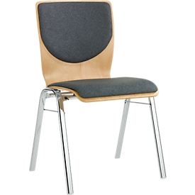 Chaise visiteur 7450, empilable, soutien lombaire, sans accoudoirs, dossier rembourré Cachemire, gris